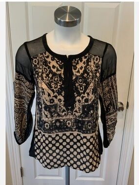 Nanette Lepore 100% silk semi sheer top